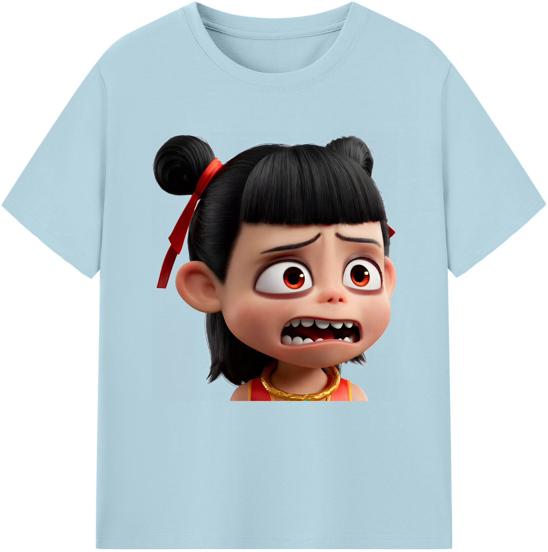 （画像用） Ne Zha 2 ナタ 魔童の大暴れ 綿100％半袖Tシャツ（フロントプリント）